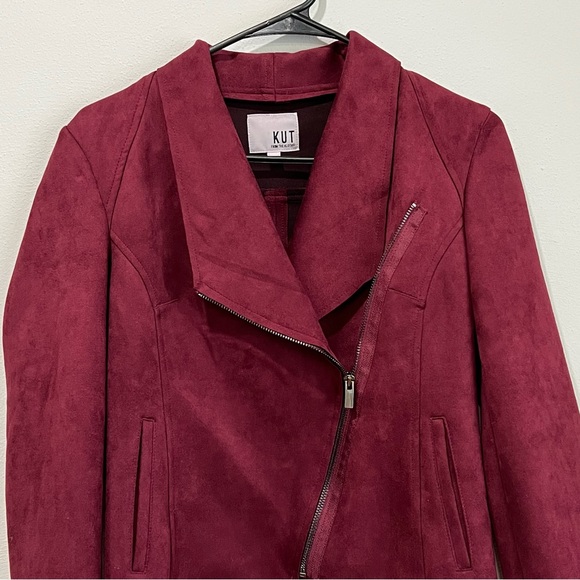 Kut From The Kloth Merlot Burgundy Faux Suede Moto Jacket - XS - Picture 4 of 11